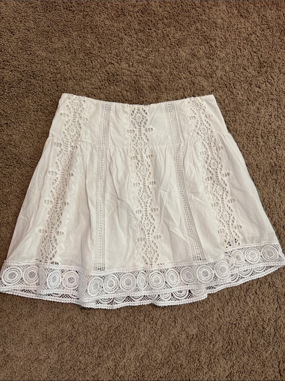 White House Black Market White Lace-Panel Skirt